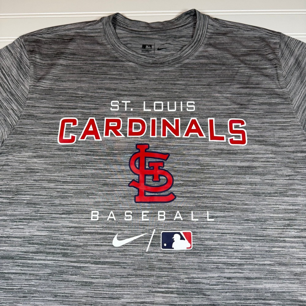 Nike St Louis Cardinals MLB Dri-FIT T-Shirt Men's Large Grey Heather Performance - Picture 5 of 5